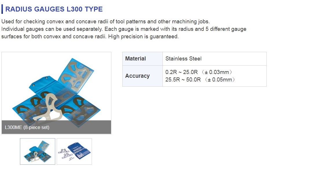 Ichiban Precision Sdn Bhd Fuji Tool Fuji Tool Radius Gauges L300 Type